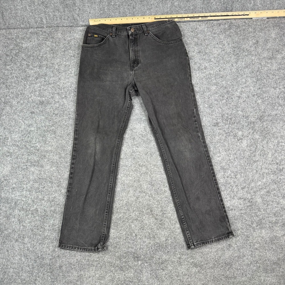 Lee‎ Jeans Mens Size 32 Black Straight Leg Classic Fit Faded Denim Casual Pants